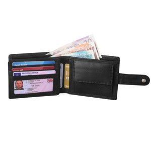 StarHide Mens RFID Safe Blocking Leather Passcase Wallet Black With Coin Pocket Gift Boxed 1120