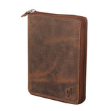 STARHIDE Mens RFID Blocking Full Zip Around Distressed Hunter Leather Coin Pocket Wallet 720