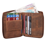 STARHIDE Mens RFID Blocking Full Zip Around Distressed Hunter Leather Coin Pocket Wallet 720