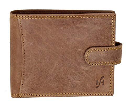 STARHIDE Designer Wallets RFID Blocking Smooth Genuine VT Leather Wallet  with Coin Pocket and Id Window Gift Boxed 1212 (Brown)
